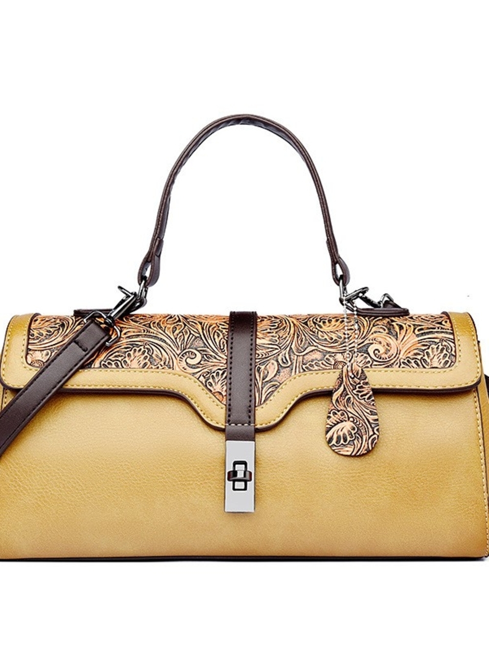 Classic Yellow Leather Top-Handle Satchel